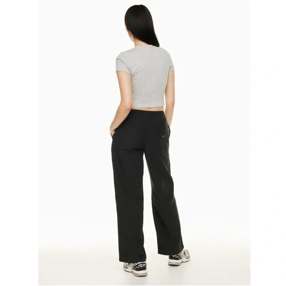 Aritzia TNA Christie Pant Black Wide Leg Pull On Cotton | 2XS Elastic Waist - Picture 11 of 16
